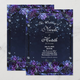 Betoverde Paarse Fantasie Rozen Tuin Bruiloft Kaart