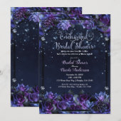 Betoverde Paarse Fantasyrozen Bruidsdouche Kaart (Voorkant / Achterkant)