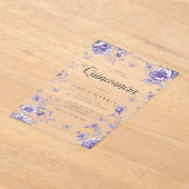 Betoverde Paarse Floral Quinceanera 15e verjaardag Acryl Uitnodigingen (Laagn)