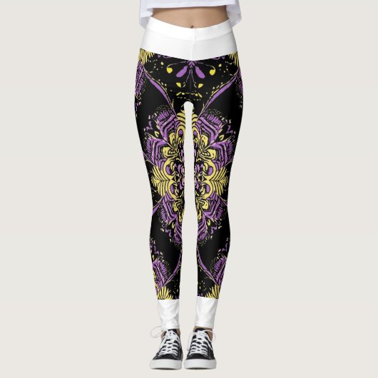 Betoverde Paarse gouden Mandala Leggings (Voorkant)