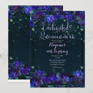 Betoverde Paarse Groene Tuin Gloed 15 Quinceañera Kaart