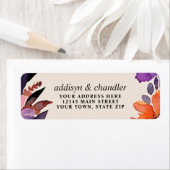 Betoverde Paarse + Oranje Bloemen Halloween bruilo Etiket (Insitu)