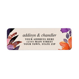 Betoverde Paarse + Oranje Bloemen Halloween bruilo Etiket