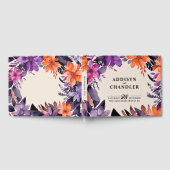 Betoverde Paarse + Oranje Bloemen Halloween bruilo Gastenboek (Volledig)