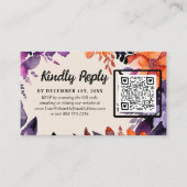 Betoverde Paarse + Oranje Bloemen Halloween bruilo Informatiekaartje (Voorkant)