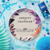 Betoverde Paarse + Oranje Bloemen Halloween bruilo Papieren Bordje (Feest)