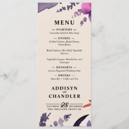 Betoverde Paarse + Oranje Bloemen Halloween bruilo Programmakaart