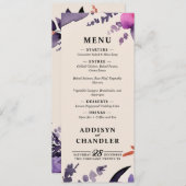 Betoverde Paarse + Oranje Bloemen Halloween bruilo Programmakaart (Voorkant / Achterkant)