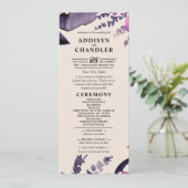 Betoverde Paarse + Oranje Bloemen Halloween bruilo Programmakaart (Staand voorkant)