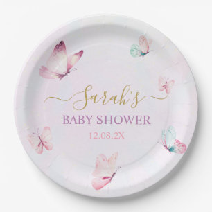 Betoverde Paarse roze vlinder Papieren Bordje