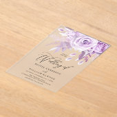 Betoverde Paarse Rozen Moderne Trouw Acryl Uitnodigingen (Laagn)