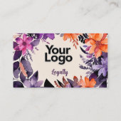 Betoverde Paarse Sinaasappels Bloemen Logo Informatiekaartje (Achterkant)