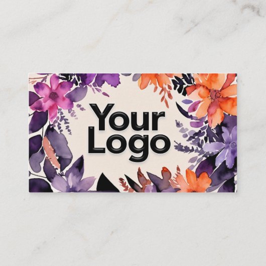 Betoverde Paarse Sinaasappels Bloemen Logo QR-code Informatiekaartje (Achterkant)