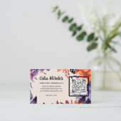 Betoverde Paarse Sinaasappels Bloemen Logo QR-code Informatiekaartje (Staand voorkant)