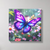 Betoverde Paarse vlindertuin Canvas Afdruk (Voorkant)