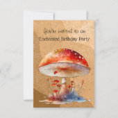 Betoverde paddenstoel 4 jaar oud verjaardagsfeestj kaart (Voorkant)