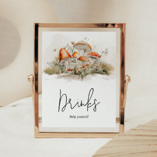 Betoverde paddenstoel bos Baby shower Drinken Poster