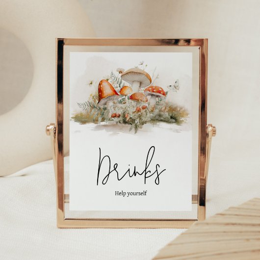 Betoverde paddenstoel bos Baby shower Drinken Poster