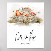 Betoverde paddenstoel bos Baby shower Drinken Poster (Voorkant)