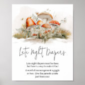 Betoverde paddenstoel bos late nacht luiers poster (Voorkant)