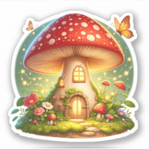 Betoverde paddenstoel huis magische huisje Kinder Sticker