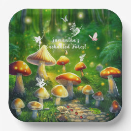 Betoverde Paddenstoelen Feeën Lieveheersbeestjes B Papieren Bordje