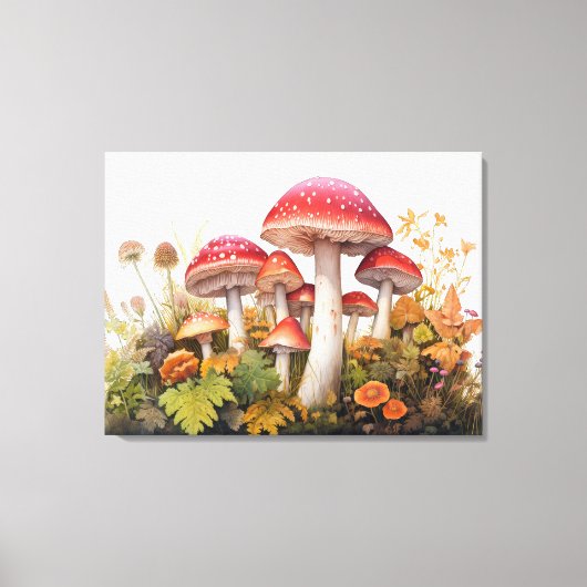 betoverde paddenstoelenweide canvas afdruk (Voorkant)