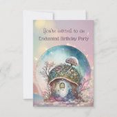 Betoverde paddestoel 3 jaar oud verjaardagsfeestje kaart (Voorkant)