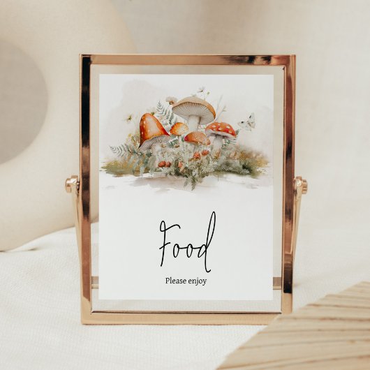 Betoverde Paddestoel Forest Baby shower Voedsel Poster