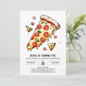 Betoverde Paddestoel Pizza Verjaardag Kaart (Staand voorkant)