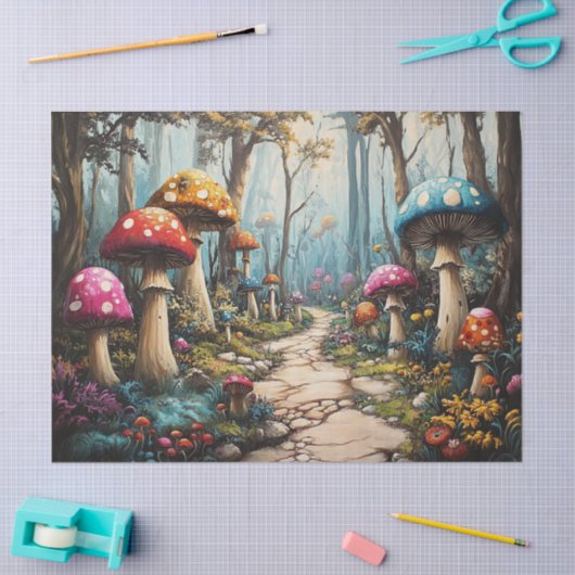 Betoverde Paddestoelbos Decoupage Tissuepapier (Craft)