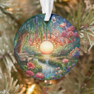 Betoverde Park Glas-in-Lood Mozaïek Ornament
