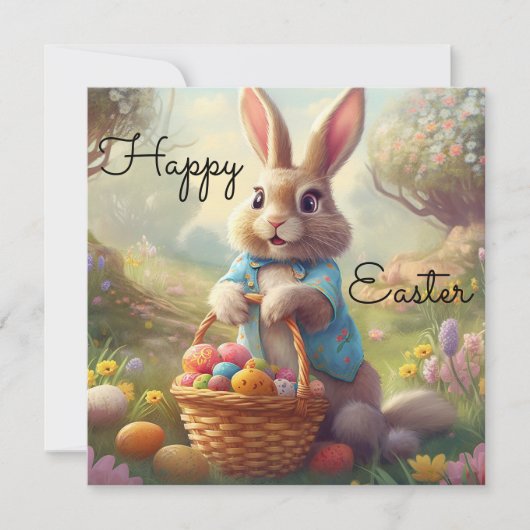 Betoverde Pasen - Whimsical Bunny Feestdagenkaart (Voorkant)