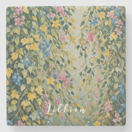 Betoverde Passage: Pastel Secret Garden Stenen Onderzetter