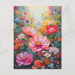 Betoverde Pastel Bloementuin Roze Bloemen Briefkaart