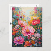 Betoverde Pastel Bloementuin Roze Bloemen Briefkaart (Voorkant / Achterkant)