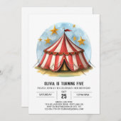 Betoverde pastel carnaval circus verjaardag kaart (Voorkant / Achterkant)