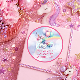 Betoverde Pastel Eenhoorn Magische Dag Verjaardag  Ronde Sticker