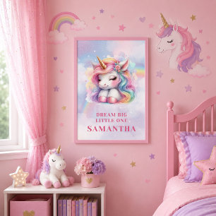 Betoverde Pastel Eenhoorn Magische Dag Verjaardags Poster