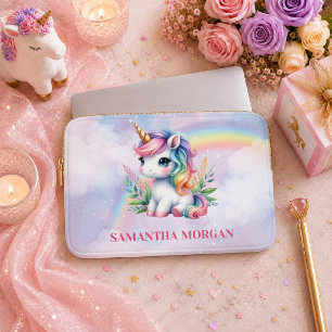 Betoverde Pastel Eenhoorn Meisje Verjaardag Laptop Sleeve