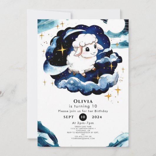 Betoverde Pastel Schaap Verjaardag Kaart (Voorkant)