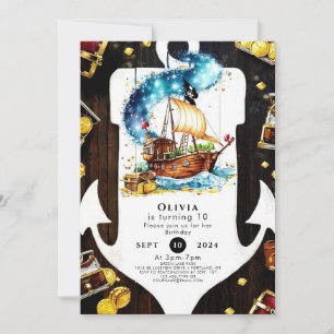 Betoverde Pastel Treasure Hunt Pirate Verjaardag Kaart