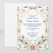Betoverde Pastel Waterverf Bloementuin Bruiloft Kaart (Voorkant / Achterkant)