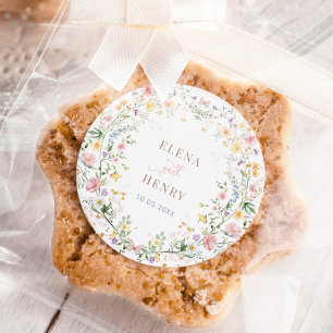 Betoverde Pastel Wildflower Garden bruiloft gunste Ronde Sticker