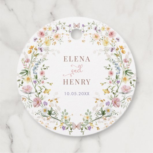 Betoverde Pastel Wildflower Tuin Bruiloft Bedankjes Labels (Achterkant)