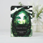 Betoverde Pastel Woud Geboortedag Bedankkaart (Staand voorkant)