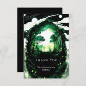 Betoverde Pastel Woud Geboortedag Bedankkaart (Voorkant / Achterkant)