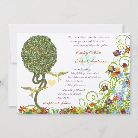 Betoverde Patchwork Bloemen Sprookje Boom Kaart (Voorkant)