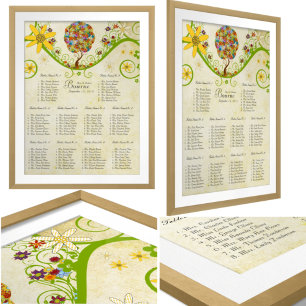 Betoverde Patchwork Bloemen Sprookjesboom Poster