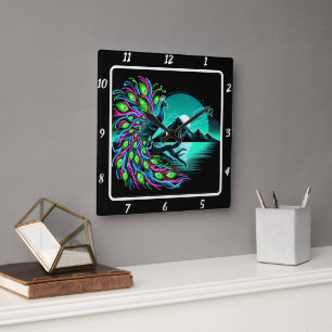 Betoverde Pauw Artistry Vierkante Klok